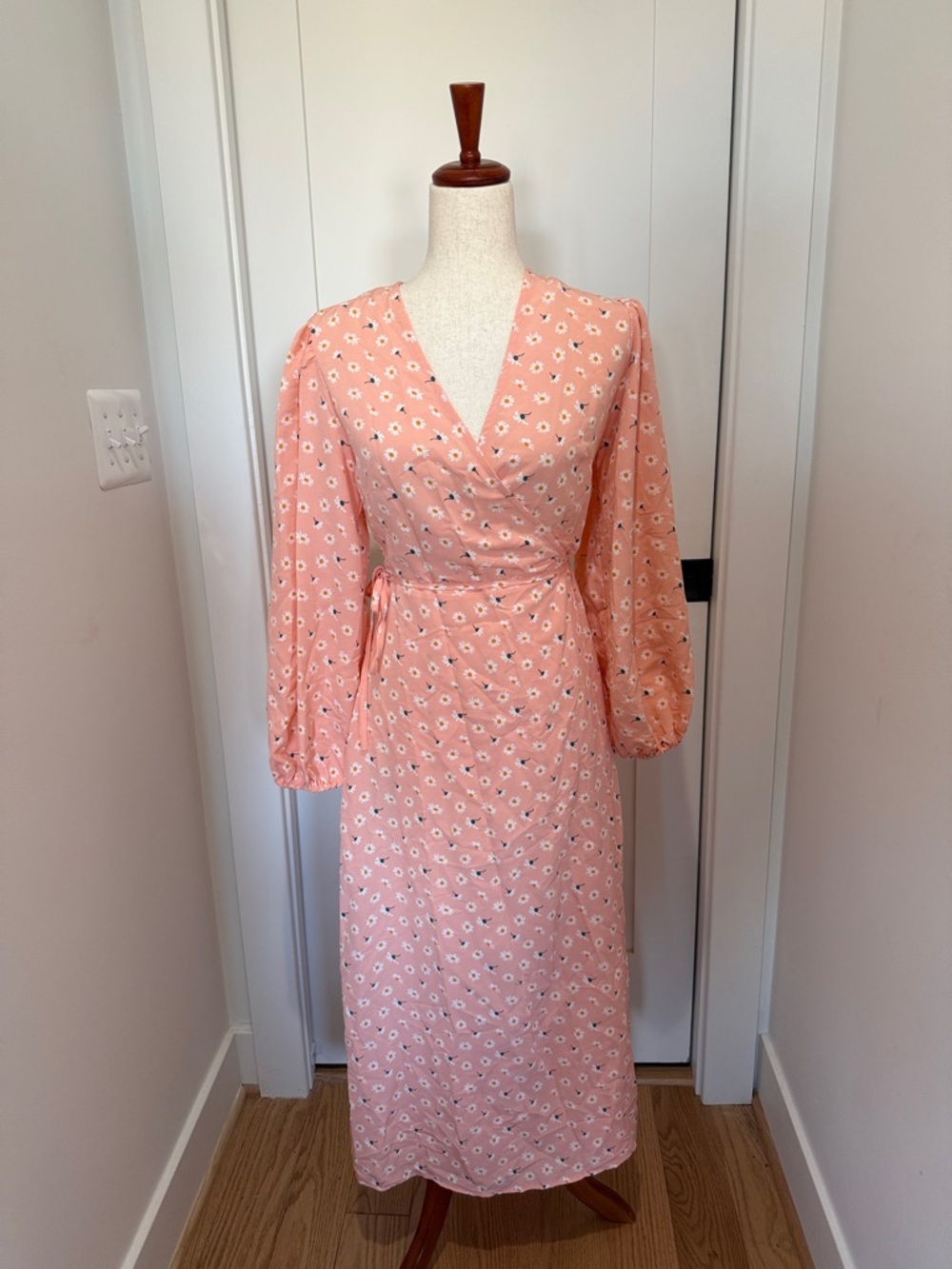 ASOS Peach Pink Floral Wrap Maxi Dress